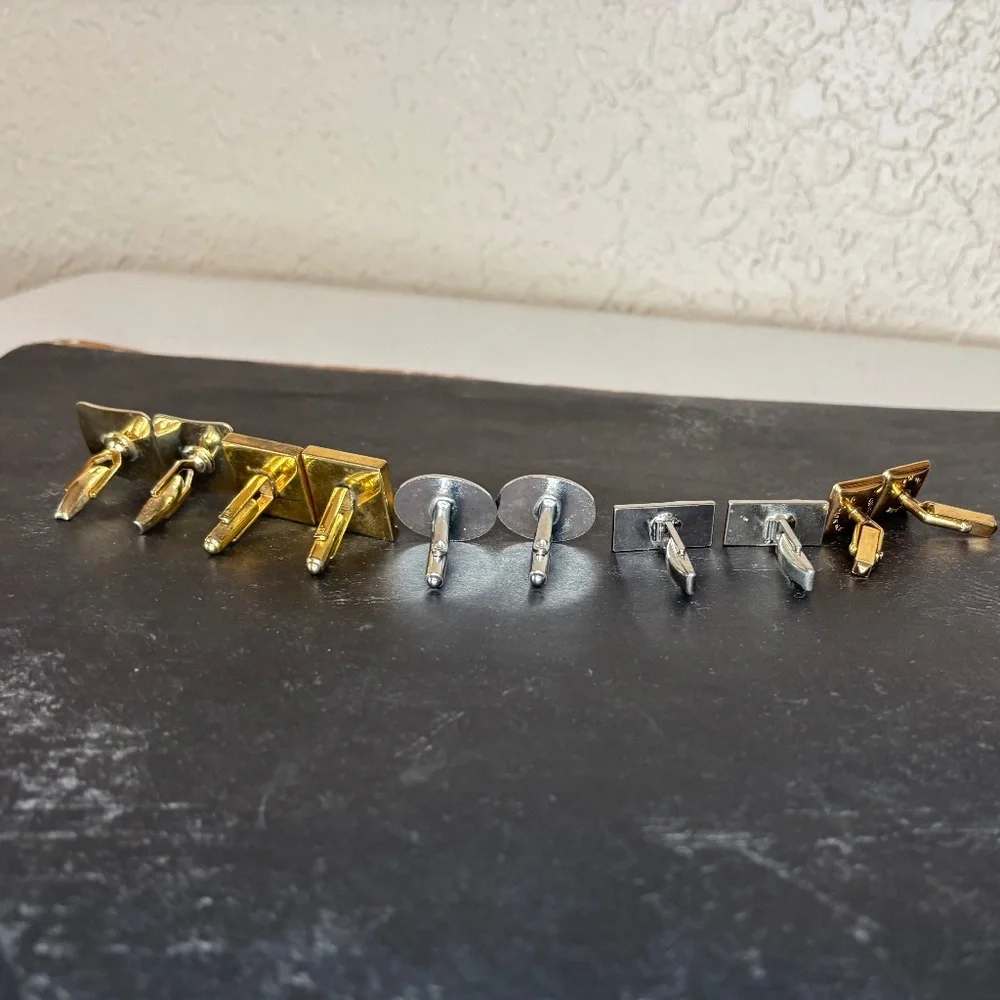 Vintage Lot of Five Sets Swank Sarah Coventry Men's Cuff Links Sliver Gold Tone